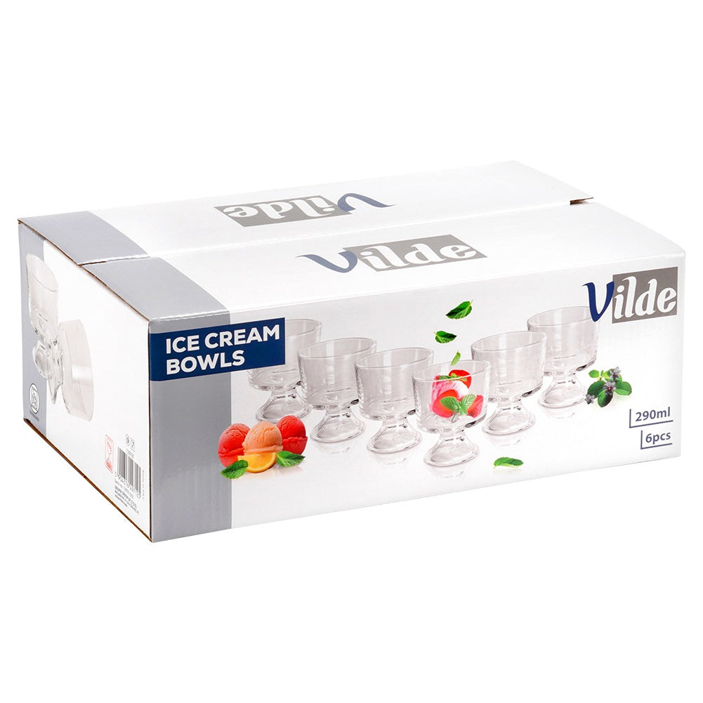 Glass Ice Cream Bowls, 290 ml, Set of 6
