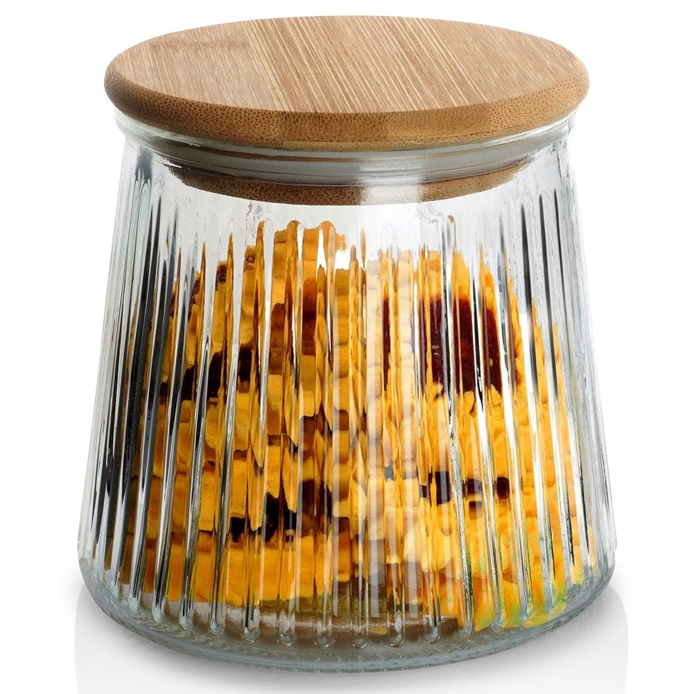 Glass Jar with Bamboo Lid - Tightly Sealed Storage