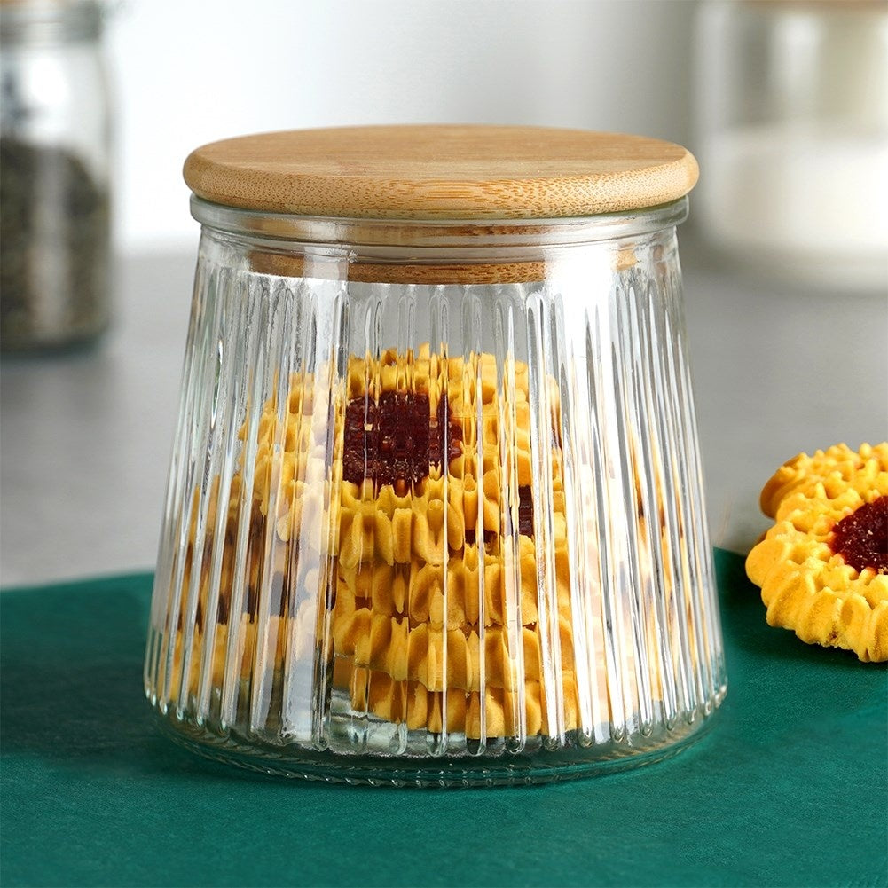 Glass Jar with Bamboo Lid - Tightly Sealed Storage