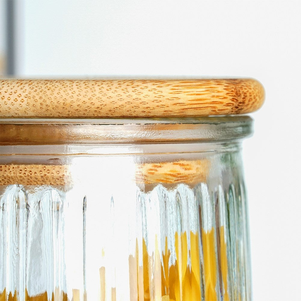 Glass Jar with Bamboo Lid - Tightly Sealed Storage
