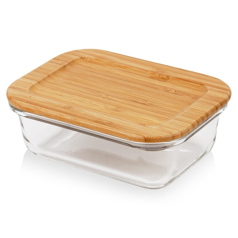 Glass Jar with Bamboo Lid and Sealing Ring for Food Storage