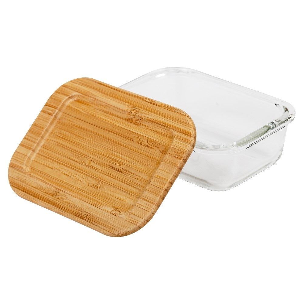 Glass Jar with Bamboo Lid and Sealing Ring for Food Storage