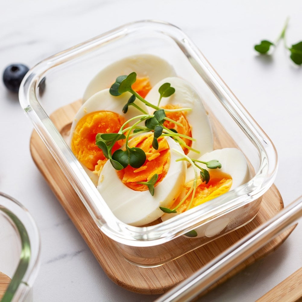 Glass Jar with Bamboo Lid and Sealing Ring for Food Storage