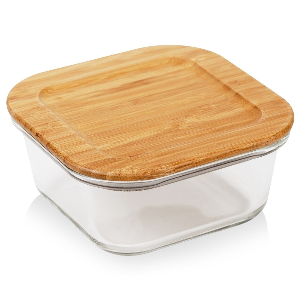 Glass Jar with Bamboo Lid and Sealing Ring for Storage