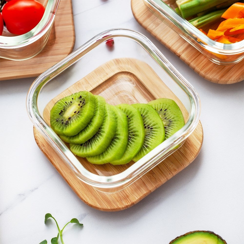 Glass Jar with Bamboo Lid and Sealing Ring for Storage