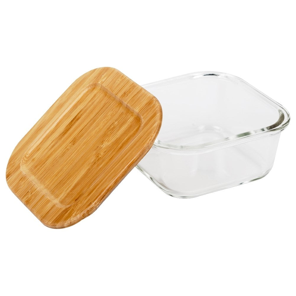Glass Jar with Bamboo Lid and Sealing Ring for Storage