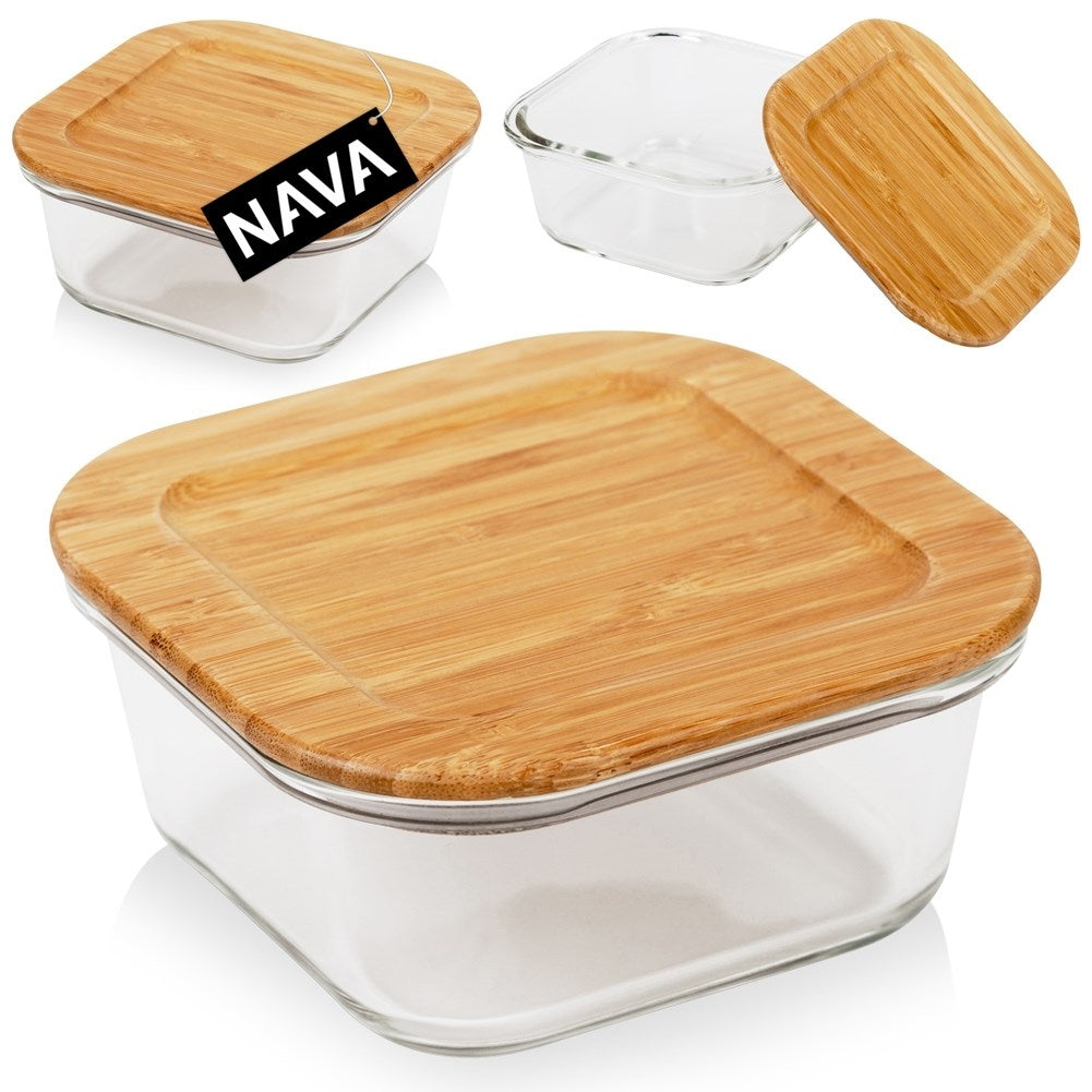 Glass Jar with Bamboo Lid and Sealing Ring for Storage