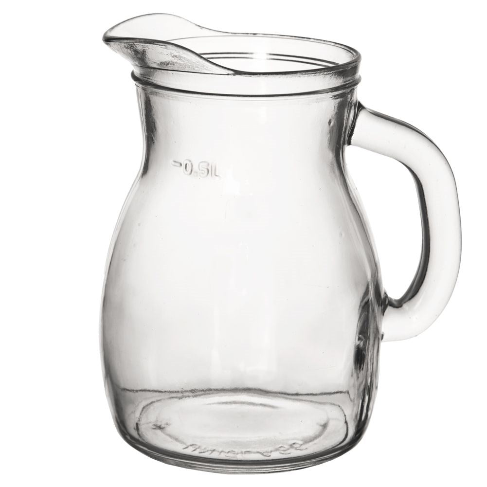 Glass Jug 500 ml with Spout and Measuring Scale for All Drinks
