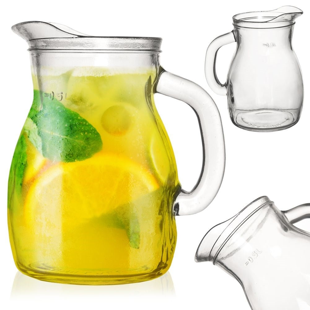 Glass Jug 500 ml with Spout and Measuring Scale for All Drinks