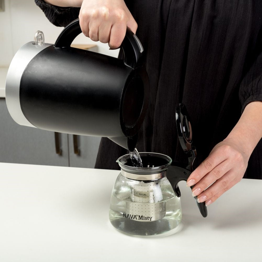 Glass Jug with Filter and Lid - Heat Resistant and Dishwasher Safe
