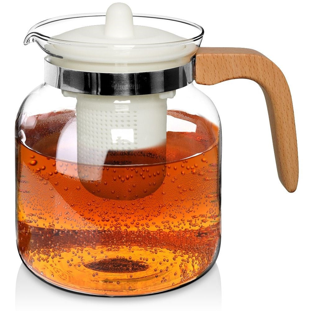 Glass Jug with Removable Infuser, Lid and Wooden Handle
