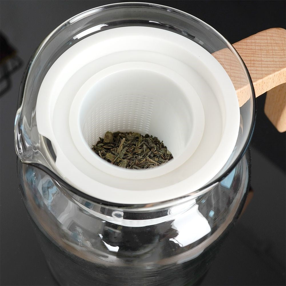 Glass Jug with Removable Infuser, Lid and Wooden Handle
