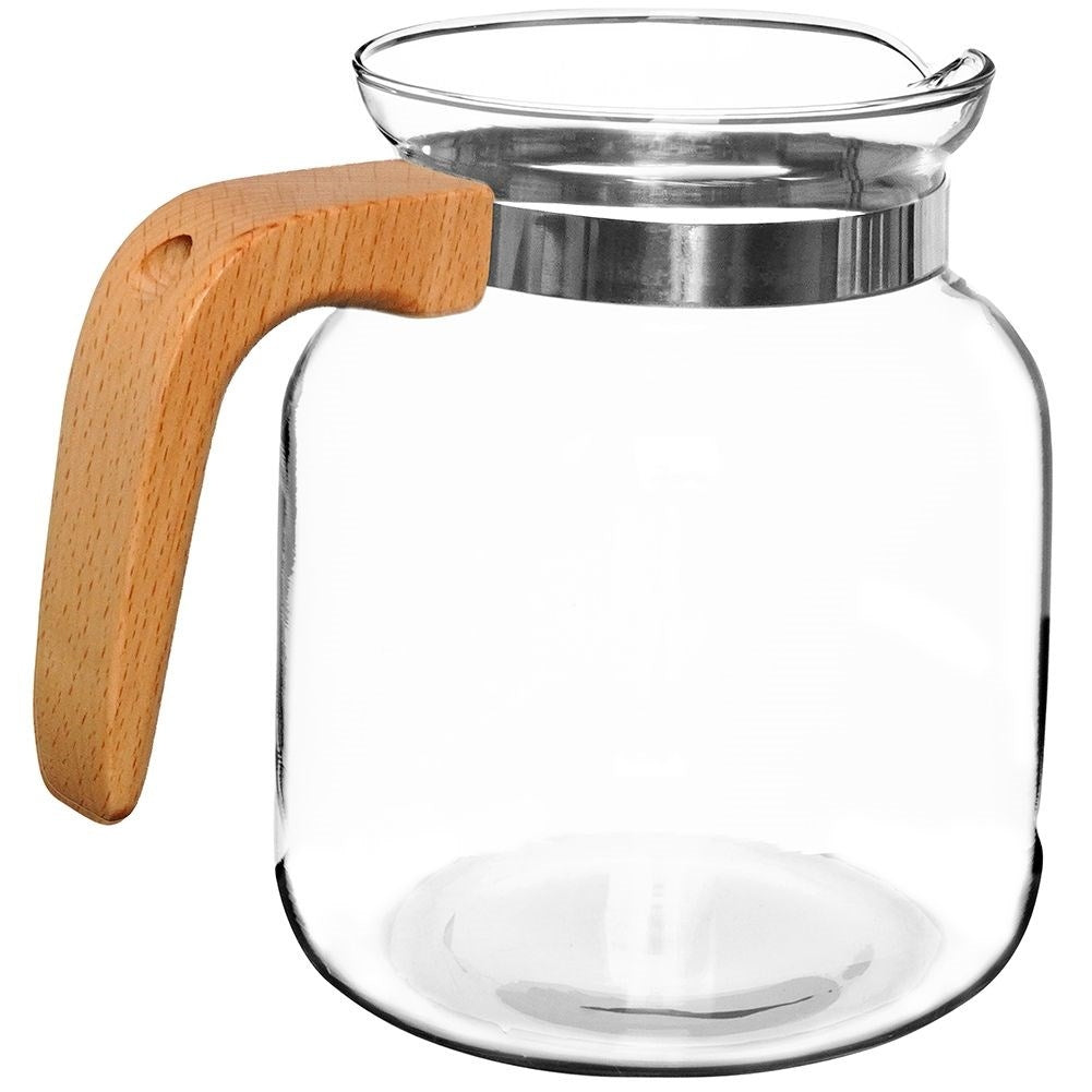 Glass Jug with Removable Infuser, Lid and Wooden Handle