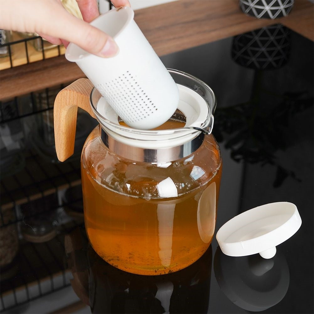 Glass Jug with Removable Infuser, Lid and Wooden Handle