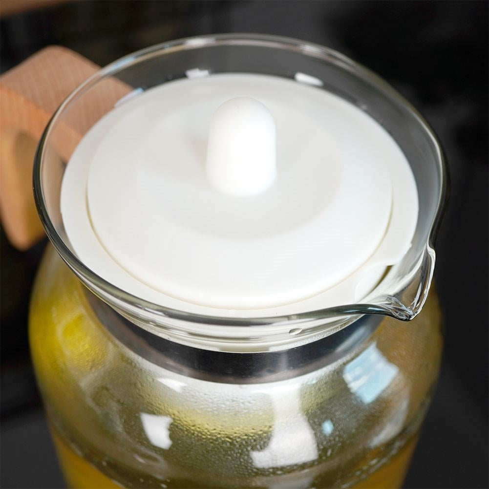 Glass Jug with Removable Infuser, Lid and Wooden Handle