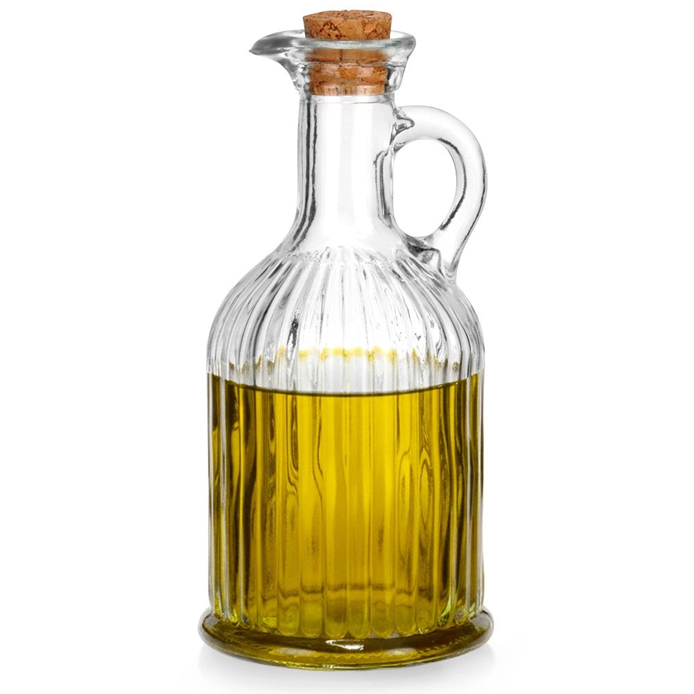 Glass Oil and Vinegar Bottle, 350 ml, Ribbed Design