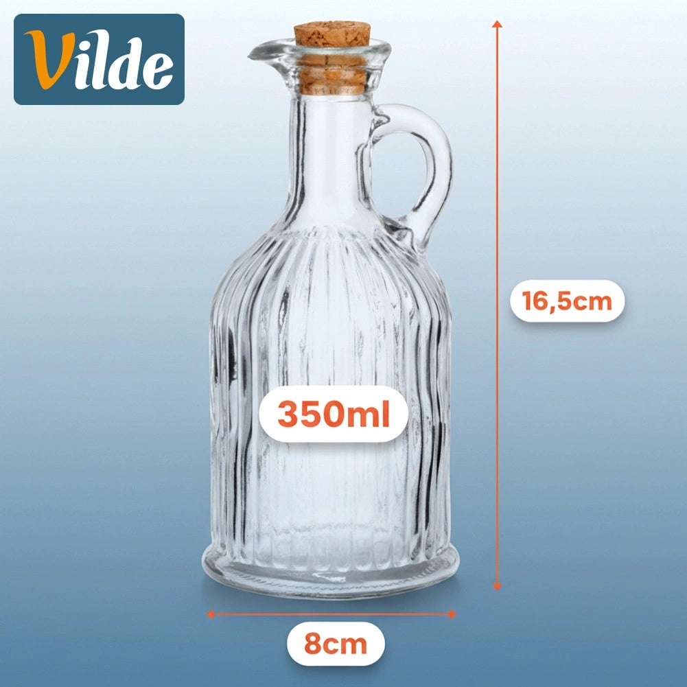 Glass Oil and Vinegar Bottle, 350 ml, Ribbed Design