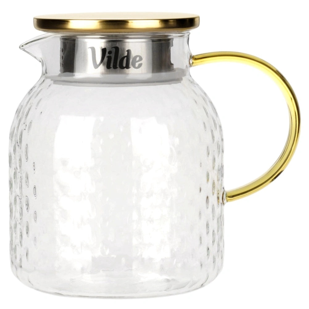 Glass Pitcher with Lid and Strainer, 1.1L Capacity