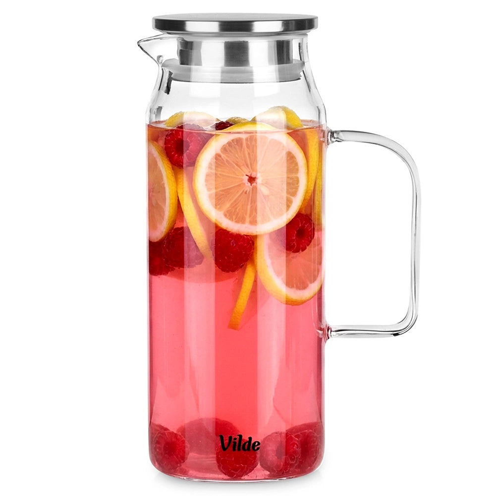Glass Pitcher with Strainer Lid, 1.5L Borosilicate