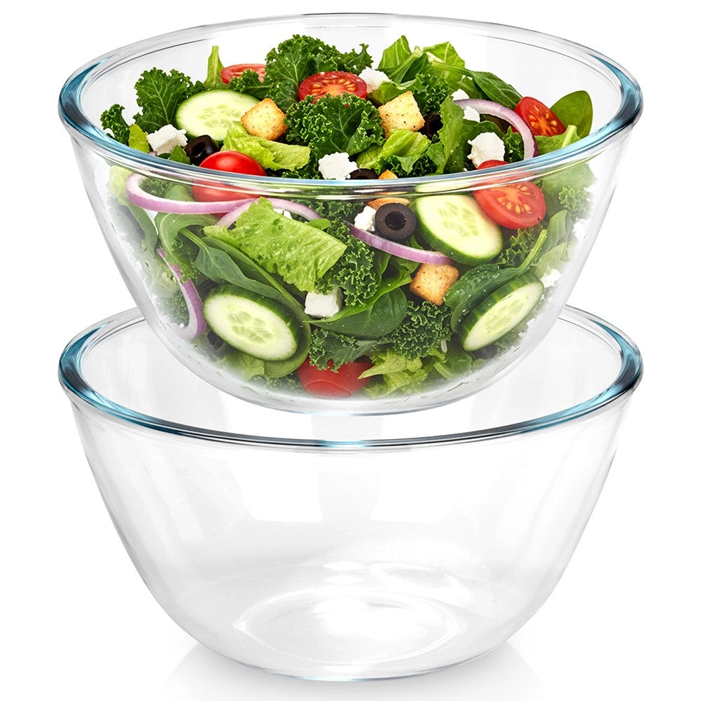 Glass Serving Bowls Set, 17 cm, 1 L, 2 Pieces