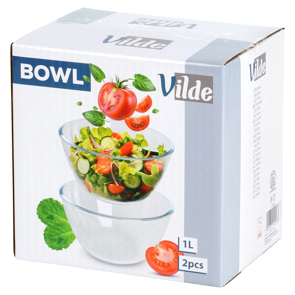 Glass Serving Bowls Set, 17 cm, 1 L, 2 Pieces