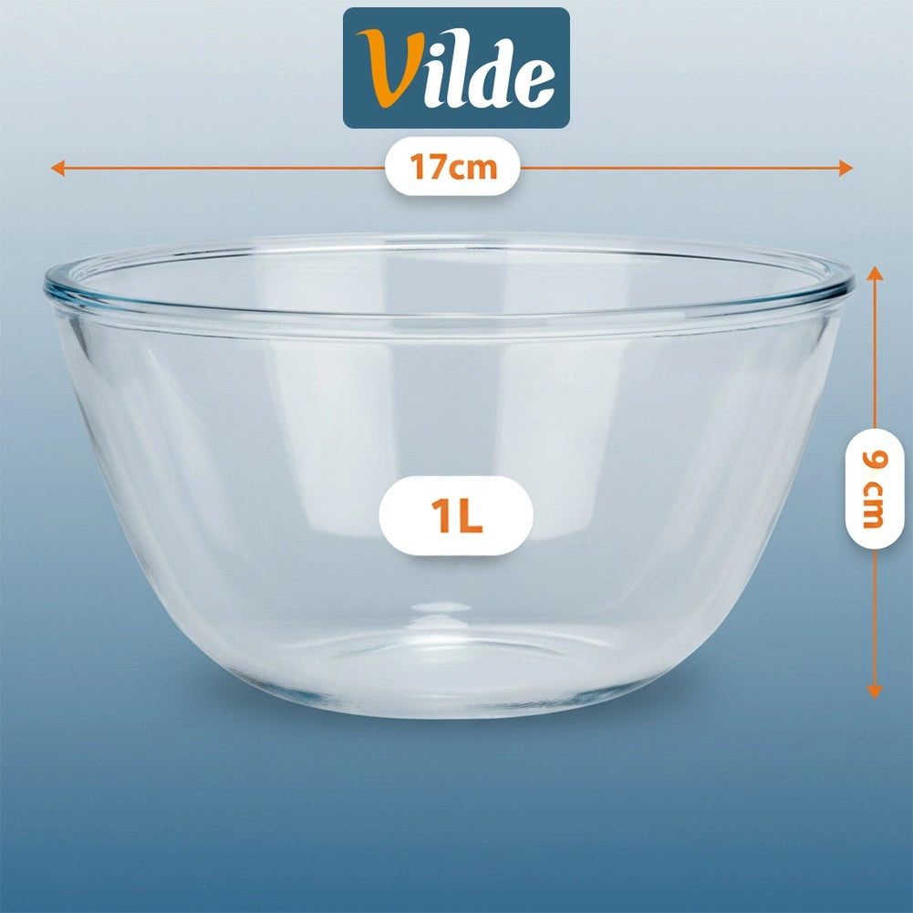 Glass Serving Bowls Set, 17 cm, 1 L, 2 Pieces