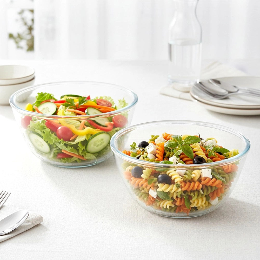 Glass Serving Bowls Set, 17 cm, 1 L, 2 Pieces