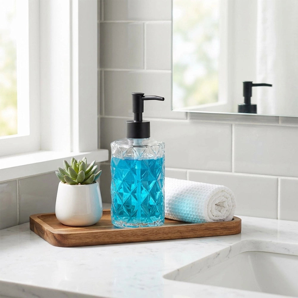 Glass Soap Dispenser, 330 ml – Transparent, Easy Refill