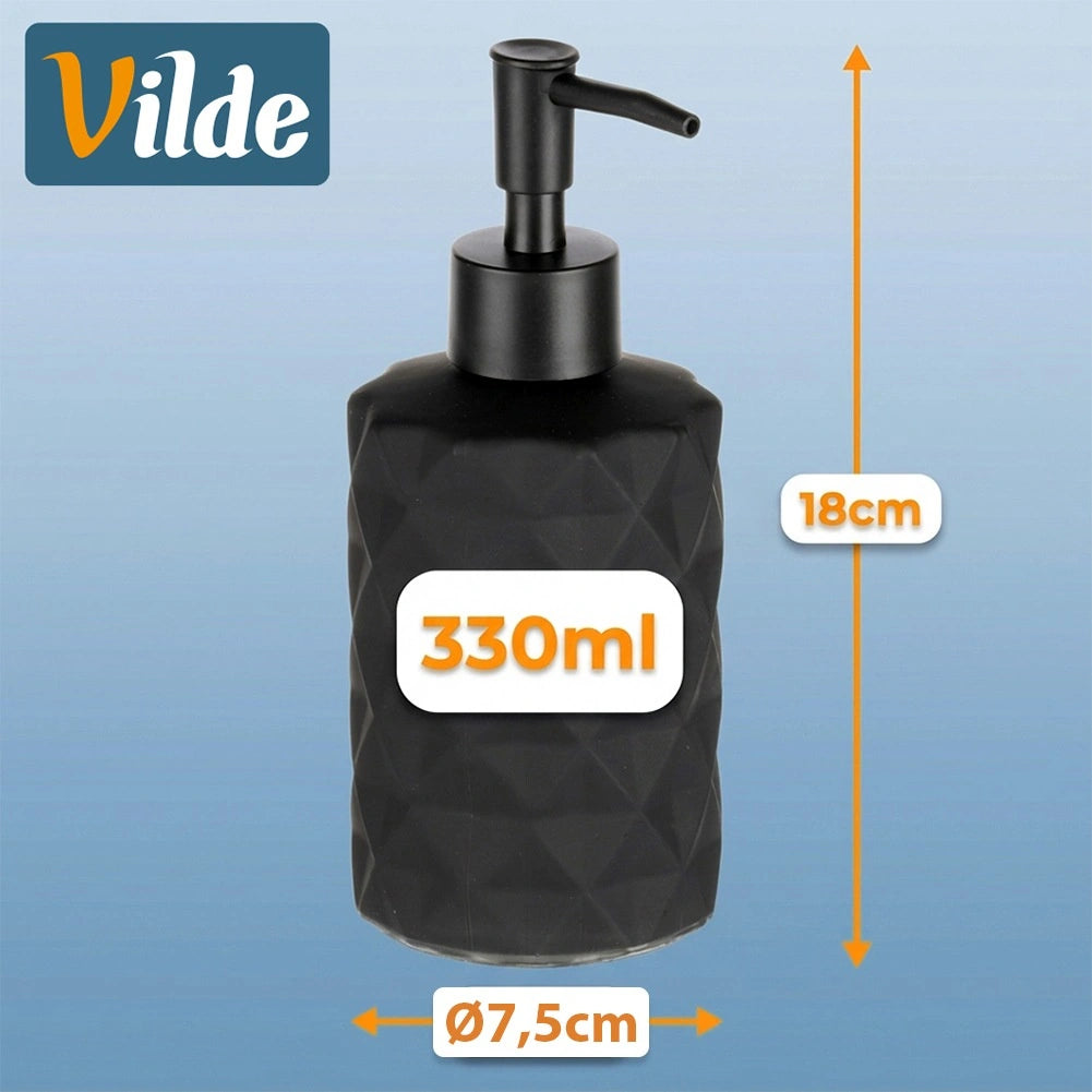 Glass Soap Dispenser, Black, 330 ml Capacity