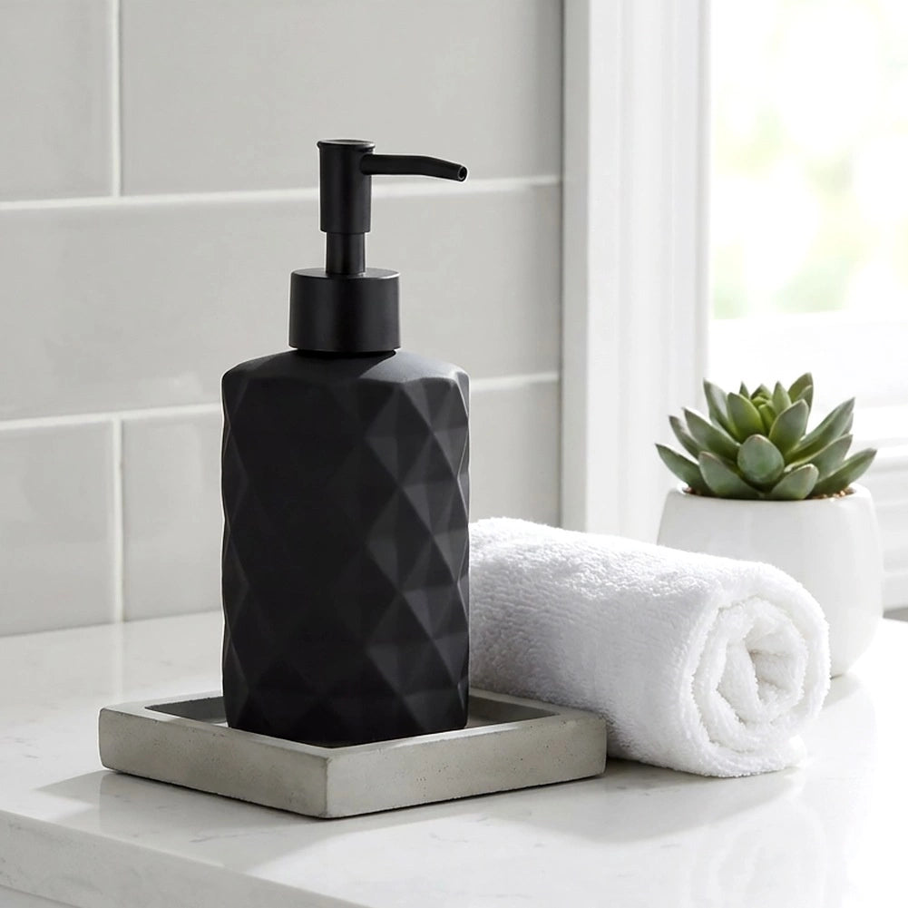 Glass Soap Dispenser, Black, 330 ml Capacity