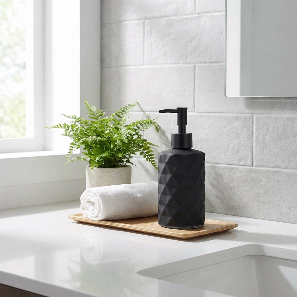 Glass Soap Dispenser, Black, 330 ml Capacity