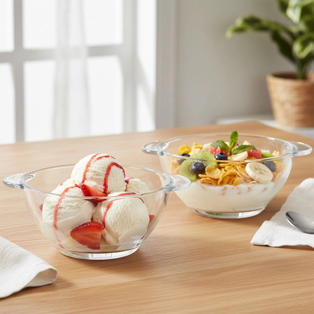 Glass Soup Bowls Set, 420 ml, 6 Pieces, Dishwasher Safe