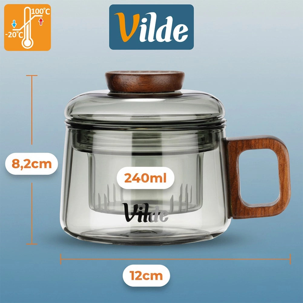 Glass Tea Mug with Borosilicate Infuser, 240 ml