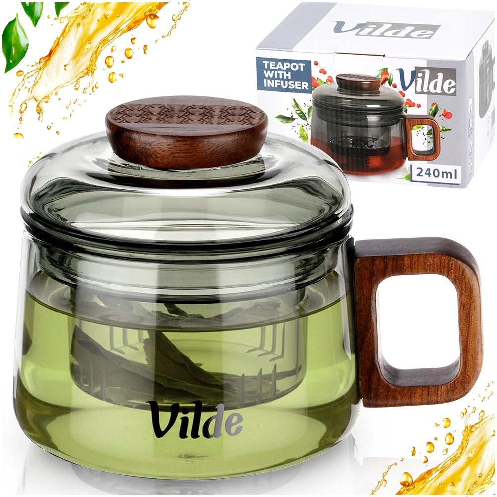 Glass Tea Mug with Borosilicate Infuser, 240 ml