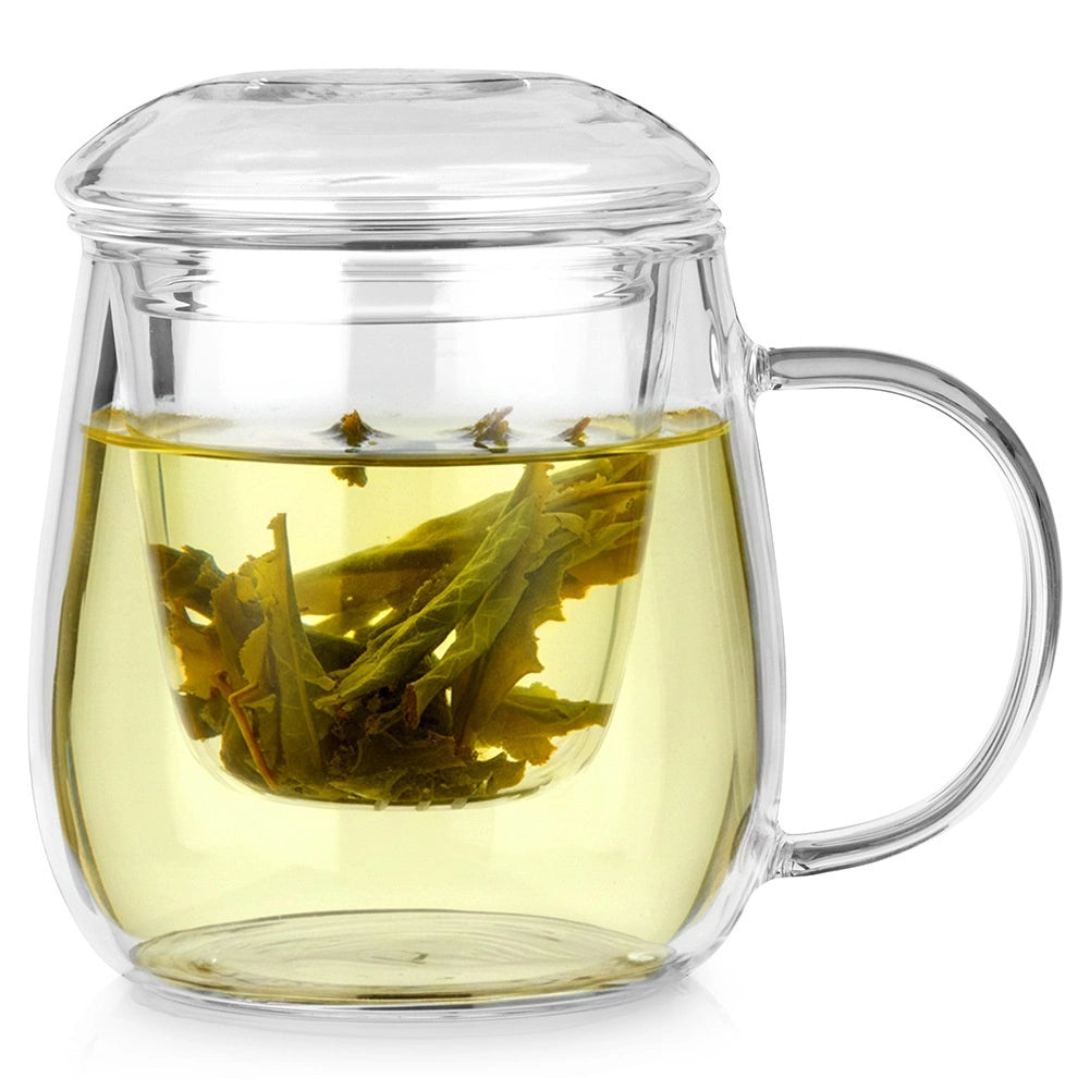 Glass Tea Mug with Infuser and Lid, 400 ml