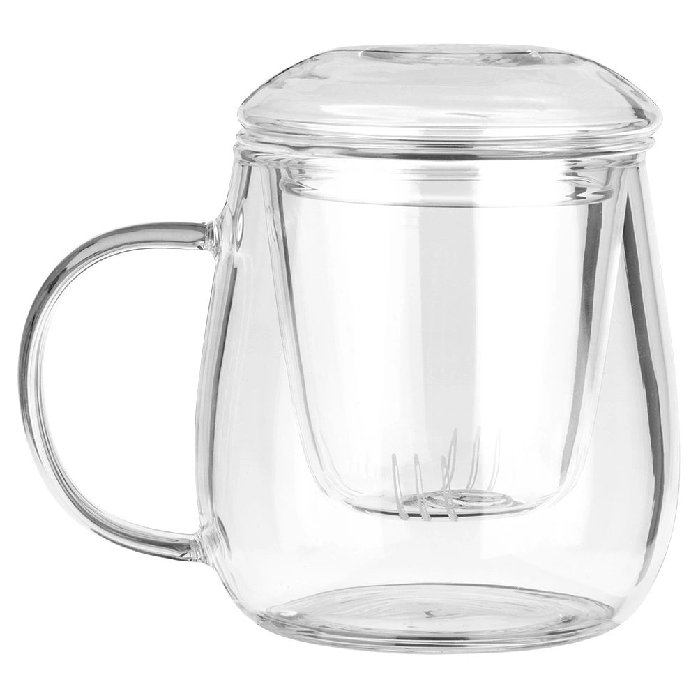 Glass Tea Mug with Infuser and Lid, 400 ml