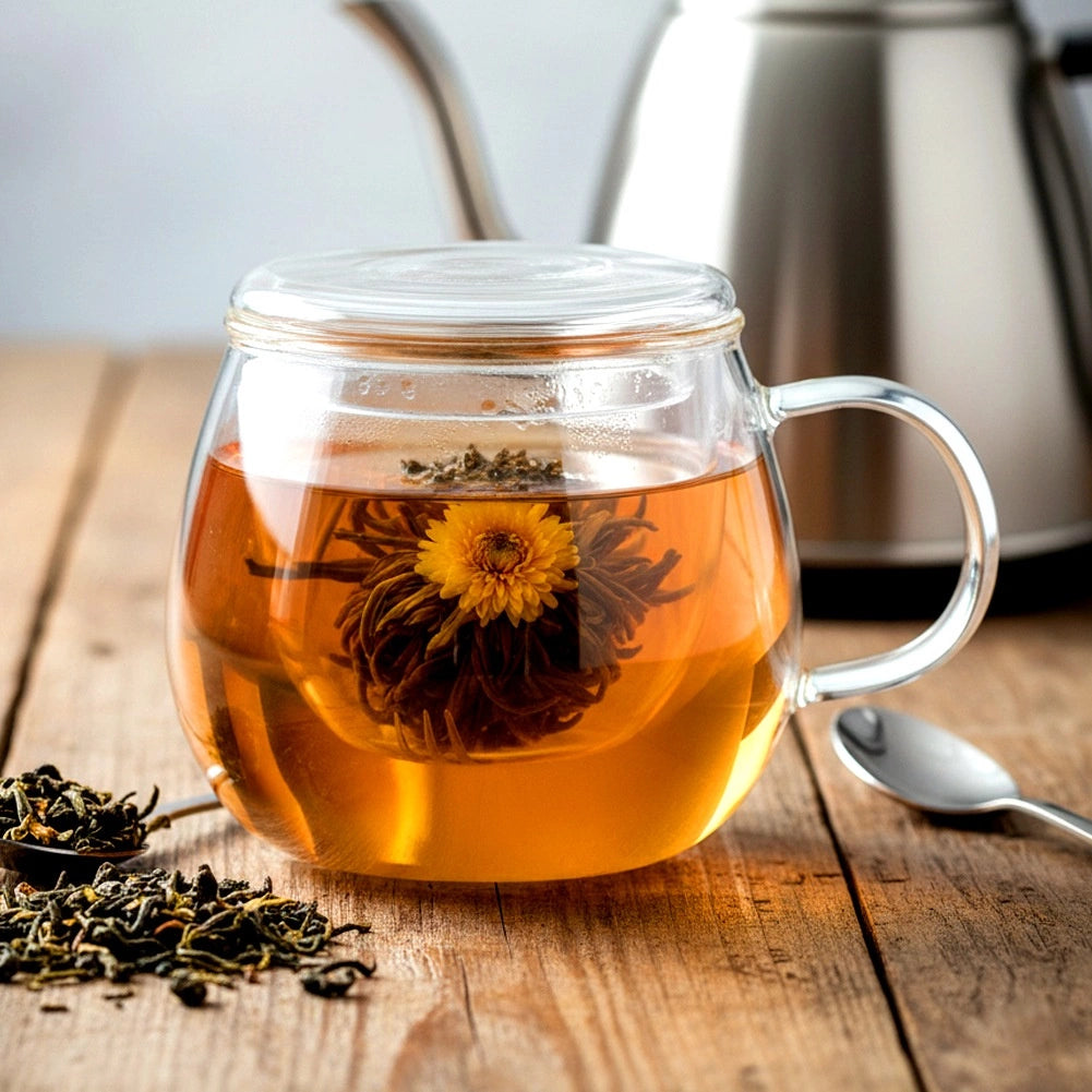 Glass Tea Mug with Infuser and Lid, 400 ml