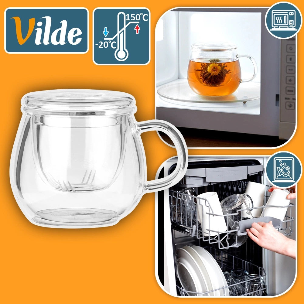 Glass Tea Mug with Infuser and Lid, 400 ml