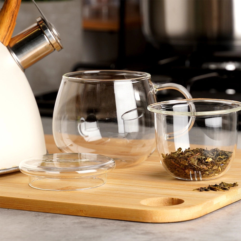 Glass Tea Mug with Infuser and Lid, 400 ml