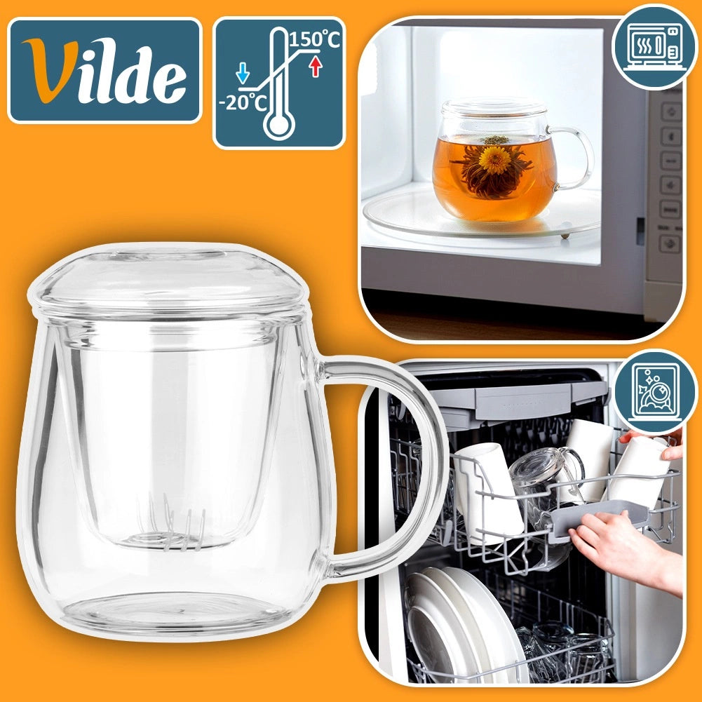 Glass Tea Mug with Infuser and Lid, 400 ml