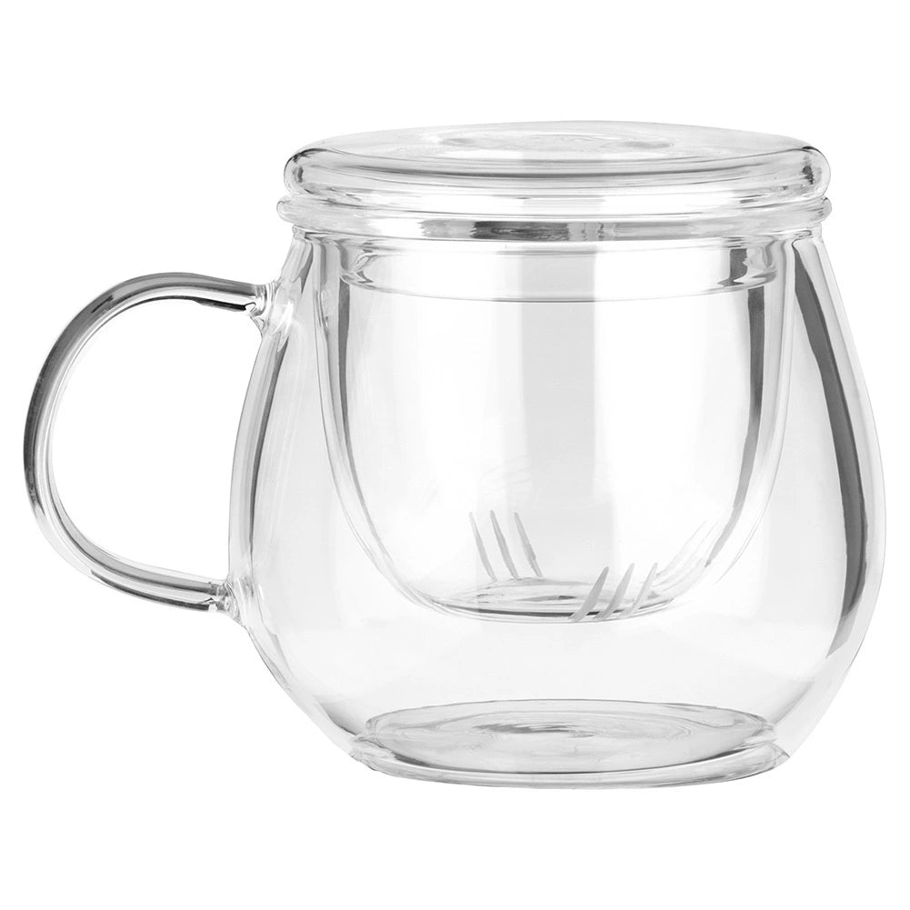 Glass Tea Mug with Infuser and Lid, 400 ml