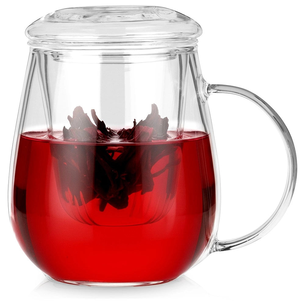 Glass Tea Mug with Infuser and Lid, 530 ml