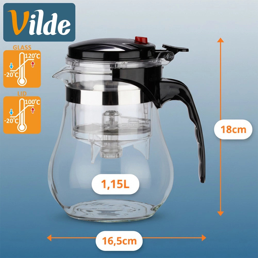 Glass Teapot with Infuser, 1.15L Borosilicate