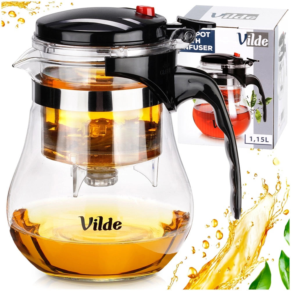 Glass Teapot with Infuser, 1.15L Borosilicate