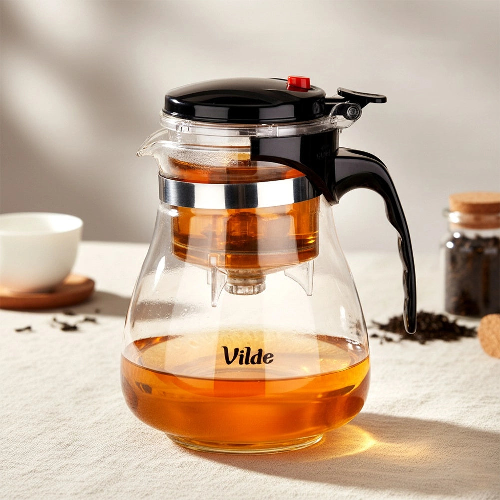 Glass Teapot with Infuser, 1.65L Borosilicate