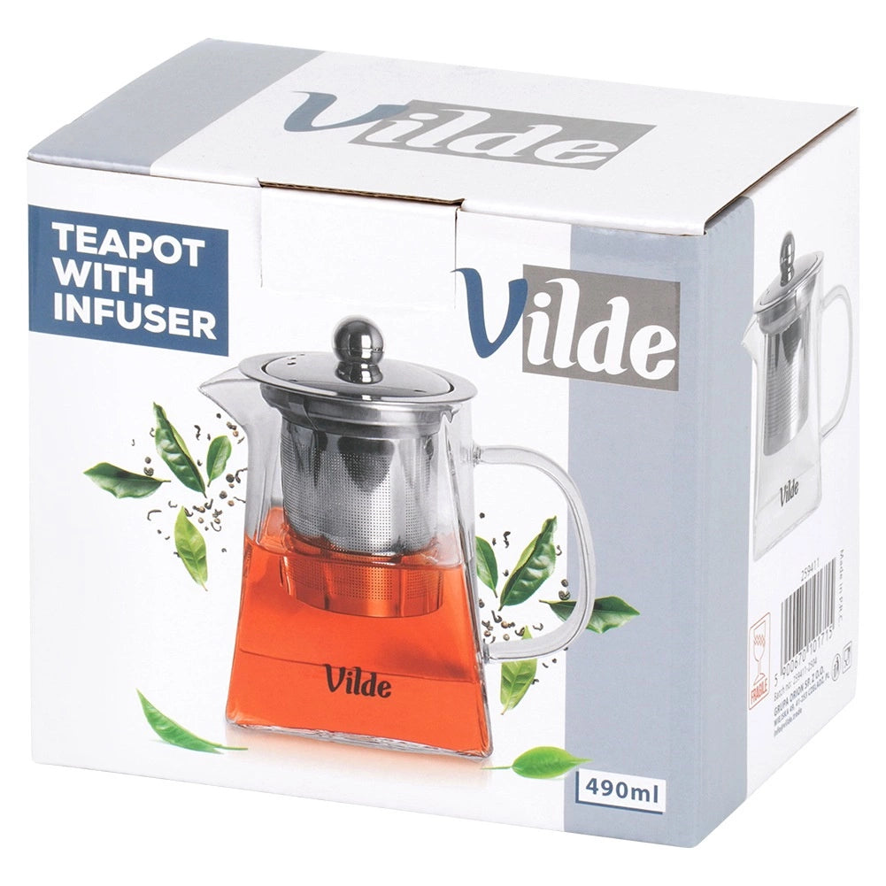 Glass Teapot with Infuser, 490 ml, Heat-Resistant