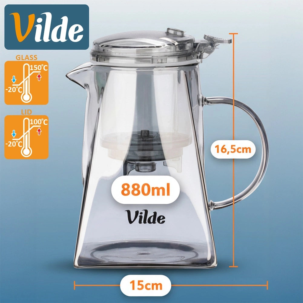Glass Teapot with Infuser, 880 ml, Borosilicate