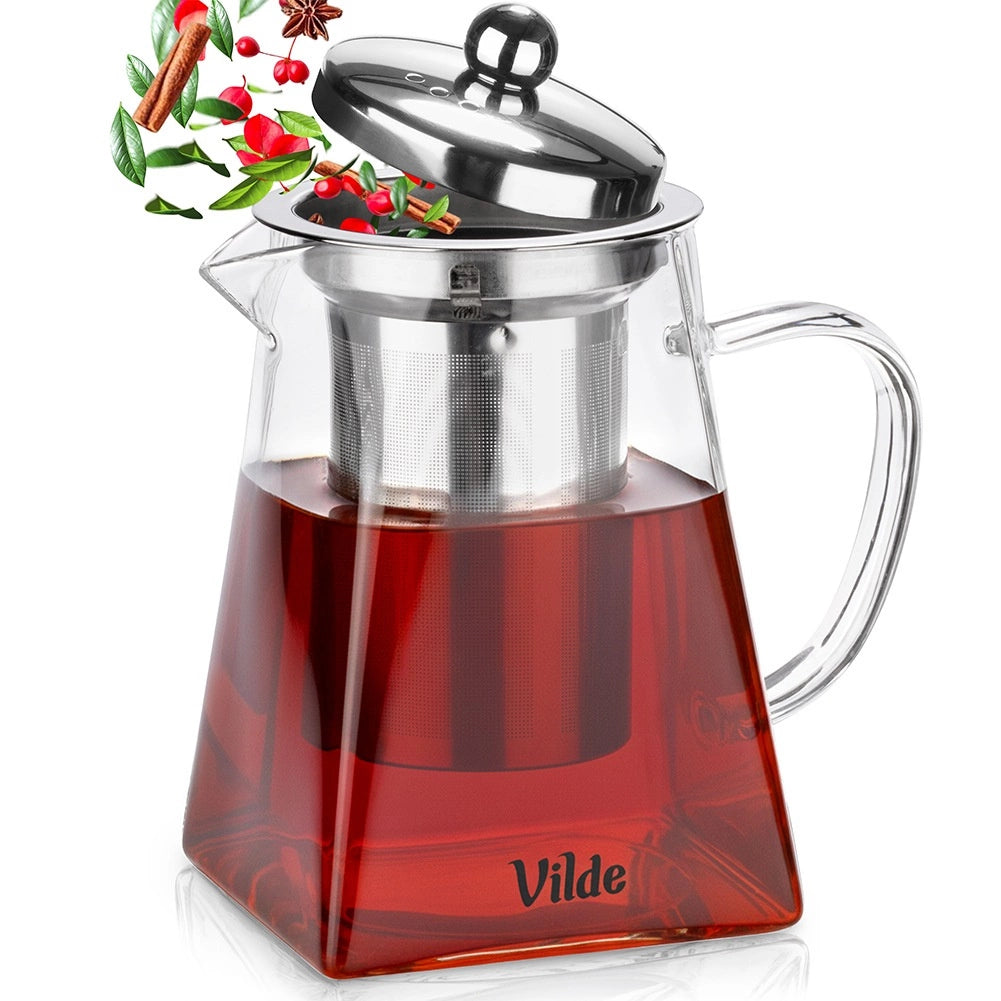 Glass Teapot with Infuser, Heat-Resistant, 730 ml
