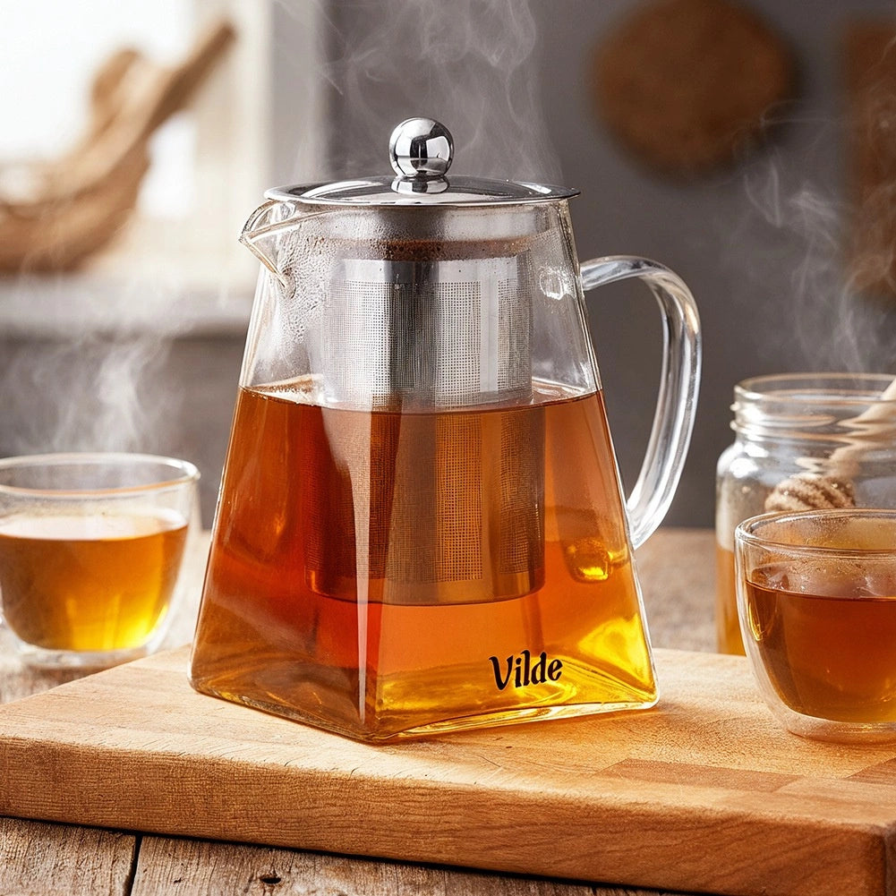 Glass Teapot with Infuser, Heat-Resistant, 730 ml
