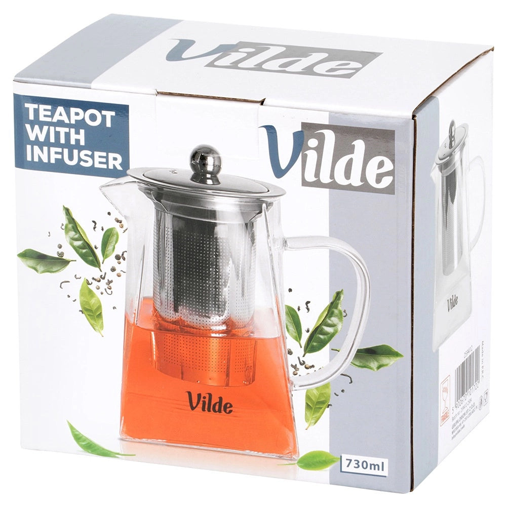 Glass Teapot with Infuser, Heat-Resistant, 730 ml